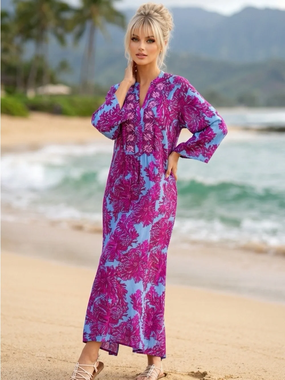 Lilly Pulitzer Julieta maxi caftan abaco blue feels like a shellebrity xxs-small - Picture 2 of 9